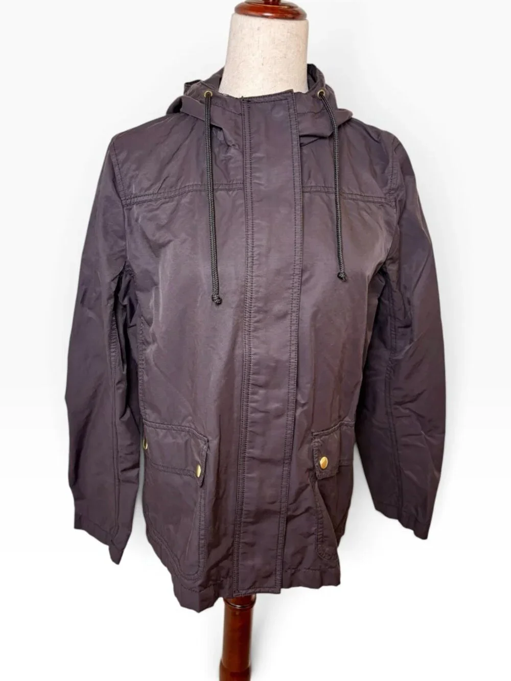 J.Crew Mercantile Black Water Resistant Hooded Rain Jacket Medium